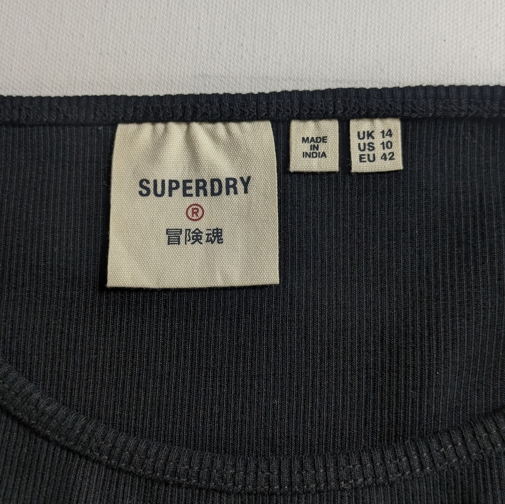 Superdry Code Essential Strappy Mini Slim Fit Tank Dress Bodycon Black Sz 10 EUC - Picture 12 of 16